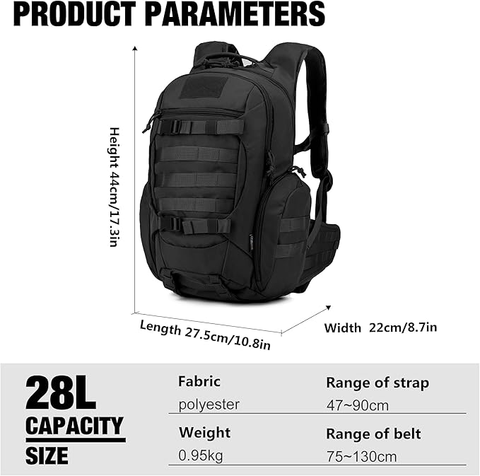 Mardingtop Tactical Molle Backpack for Men- 18L/28L EDC Hiking &amp Motorcycle Backpack