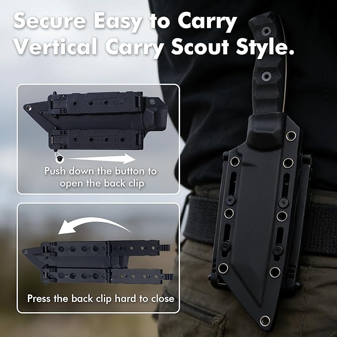 SK1 Fixed Blade Knife with SheathTanto Blade Nylon Fiberglass Handle Full Tang EDC Knives for Outdoor Working Camping Hiking Sruvival