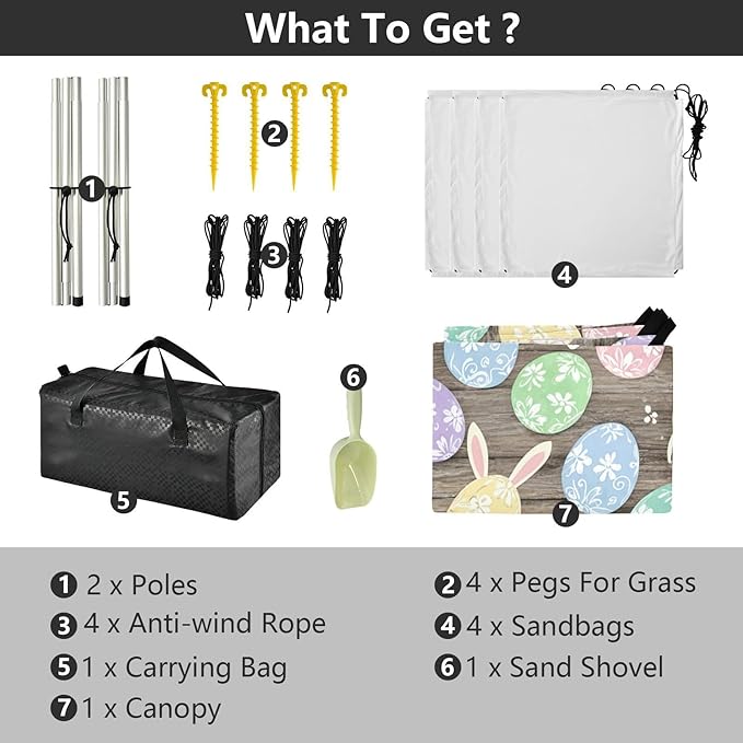 Beach Canopy with Windproof Ropes &amp Sandbags Beach Tent Sun Shade Sun Shelter for Camping Trips Fishing Backyard Fun or Picnics Happy Easter
