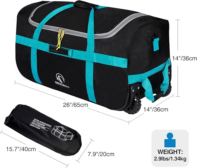 REDCAMP 85L/120L/140L Foldable Duffle Bag with Wheels Large Travel Duffel Bag
