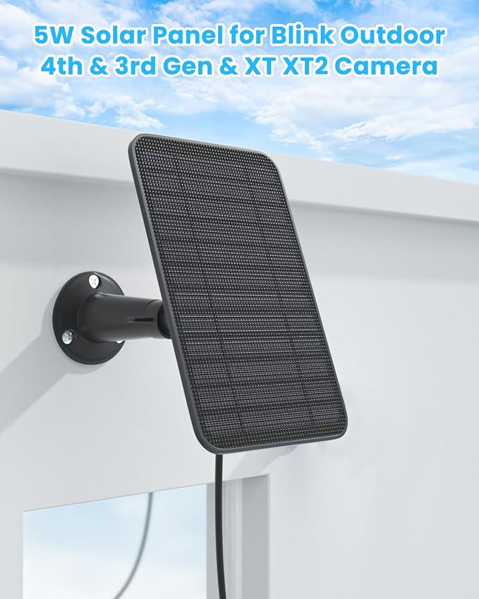 Solar Panel for Blink Outdoor 2K+/4(4th Gen)/Outdoor(3rd Gen) XT3 and XT2/XT Camera/Blink Outdoor Camera 5W Solar Panel Charger with Mount 13.1ft Cable Rubber Plug IP65 Waterproof 3 Pack