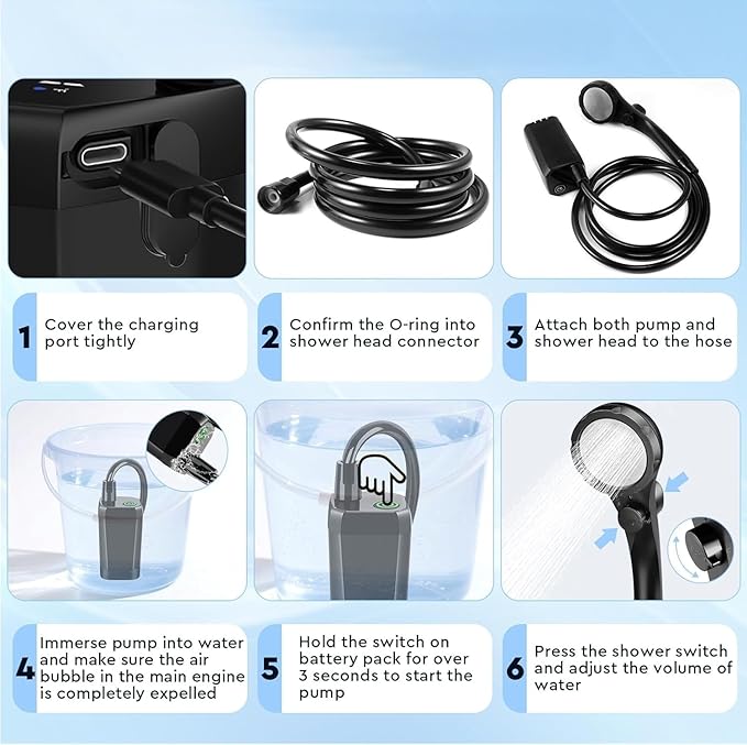 Car Portable Shower for Toyota Corolla 2000-2025 Portable Camping Showers with Heater Automotive Portable Shower Outdoor Hiking Shower
