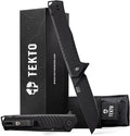 TEKTO F1 Alpha Folding Pocket Knife - Modified Straight Back Blade Titanium Coated D2 Steel Ideal for Outdoor Camping and Backpacking Tactical G10 Black Handle Black Titanium Accents