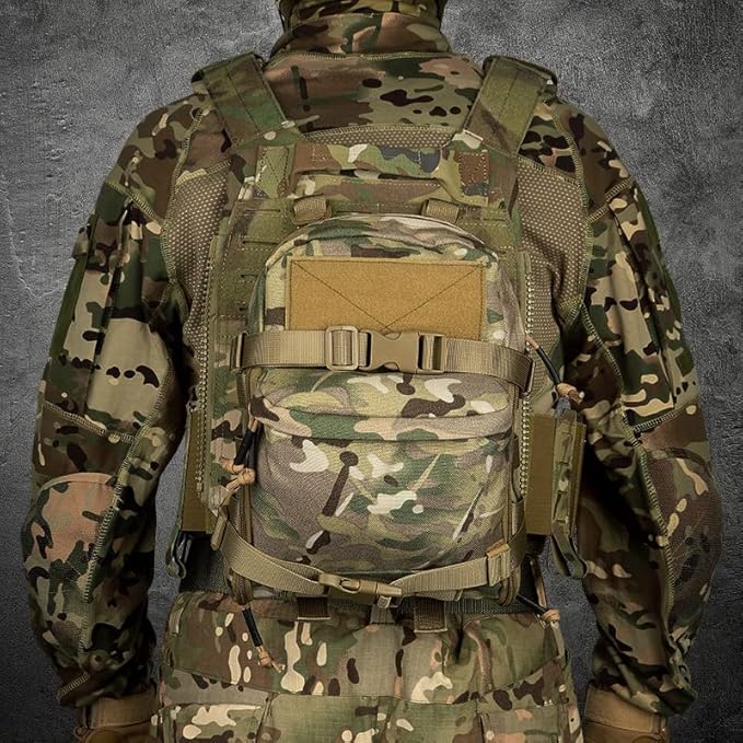 Tactical accessory bag suitable for hiking running mountaineering and bicycle bag lightweight strapless accessory backpack 12.2 x 9.05 x 4.33 inches multiple pockets with magic stickers