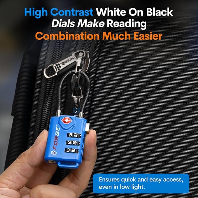 Bright Colors TSA Approved Luggage Locks 4 Pack Re-settable Combination with Alloy Body Blue 4 Locks.