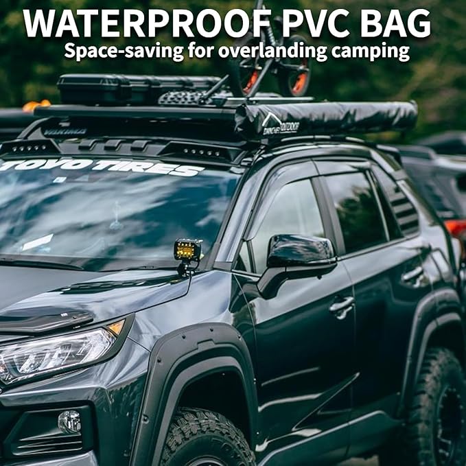 DANCHEL OUTDOOR Car Awning 6.5x9.8ft Roof Rack Pull-Out Sun Shelter Canopy Waterproof 4x4 Vehicle Side Overland Awning Camping Gray