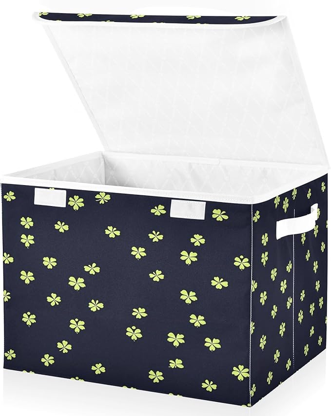 Cute St. Patrick's Day Patterns Fabric Storage Bins with Lids and HandleFoldable Storage Bins with LidsCloset Organizers for Clothes Storage Room Organization Office Storage Chest Organizer