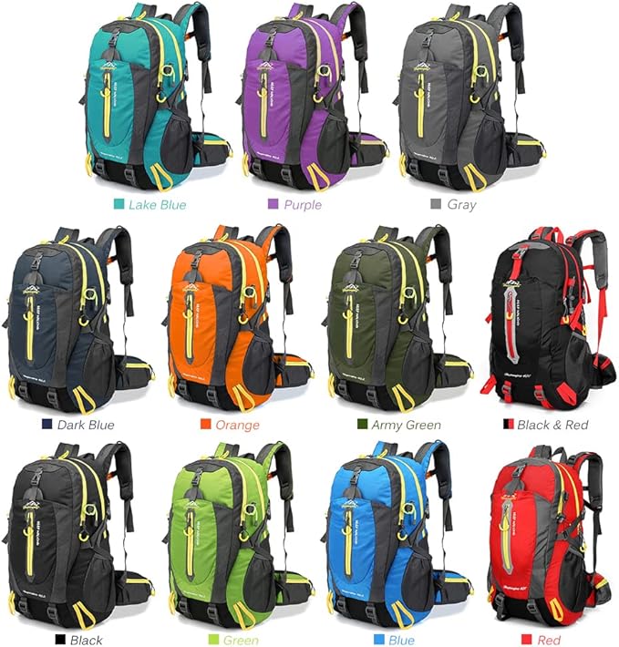 HUIOP Camping Backpack 40L Water Resistant Travel Backpack Camp Hike Laptop Daypack Trekking Climb Back Bags For Men Women