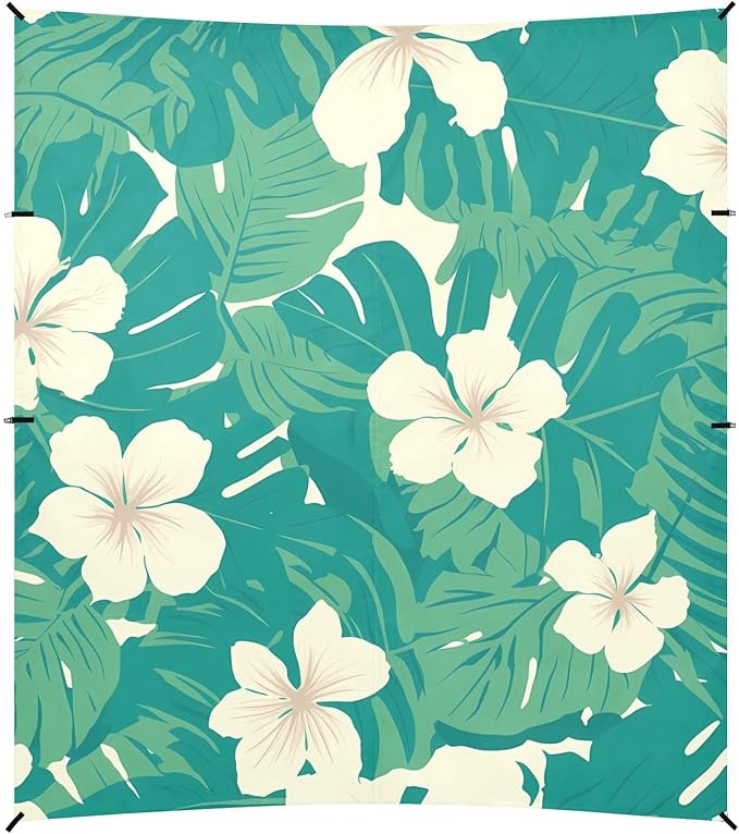 Seamless Pattern Monkey Palm Tropical Hawaiian_2 Beach Canopy UPF50 Waterproof Sun Shelter with Sand Shovel Sandbags for Backyard and Camping