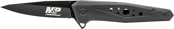 Smith &amp Wesson M&ampP 7in High Carbon S.S. Ultra-Glide Folding Knife with 3in Tanto Blade and Rubberized Aluminum Handle for Outdoor Survival Camping and EDC
