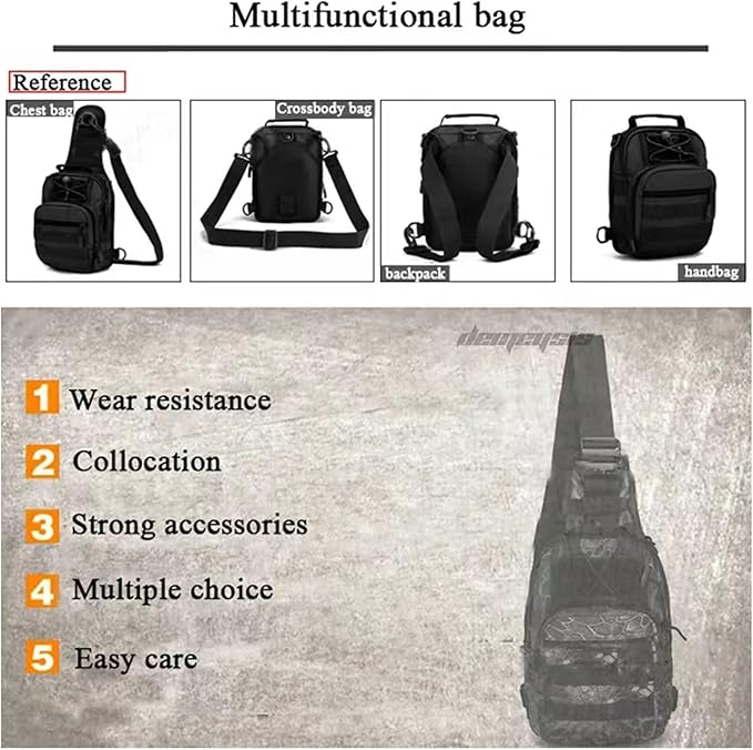 Universal Tactical Sling Backpack - Compact Durable Molle System Crossbody Bag for Camping Hunting Hiking Personal Defense