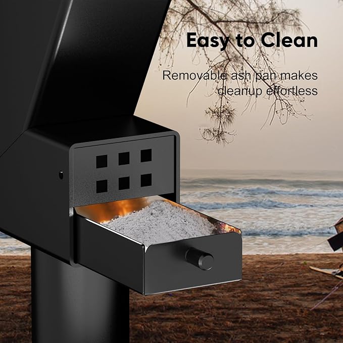 Rayzi 58 Inch Pellet Stove Patio Heater Wood Pellet Heater Pellet Fire Pit for Outdoor - Smokeless Wood Pellet Burning Flame Outside Backyard Bonfire Fireplace for Camping Patio Garden Picnic