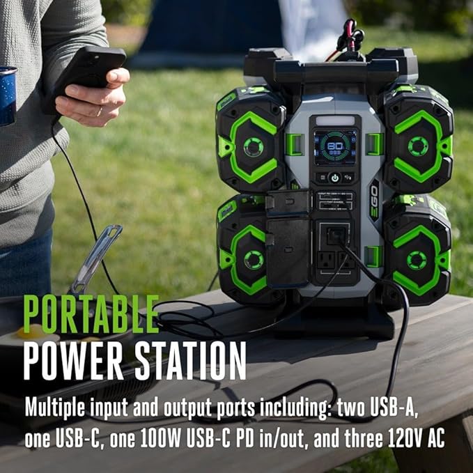 EGO POWER+ Portable Power Station 1400W Battery Powered Inverter Generator for Home and Outdoor Includes (2) 56V 6.0Ah Batteries and Charger - PST1405-2