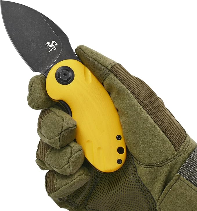 Sitivien ST153 Pocket Folding KnifeSandvik 14C28N Black Stonewashed Blade with G10 HandleChinese Zodiac Series EDC Tool Knifes Utility Knife for Camping Hunting Survival Hiking(Yellow) … …