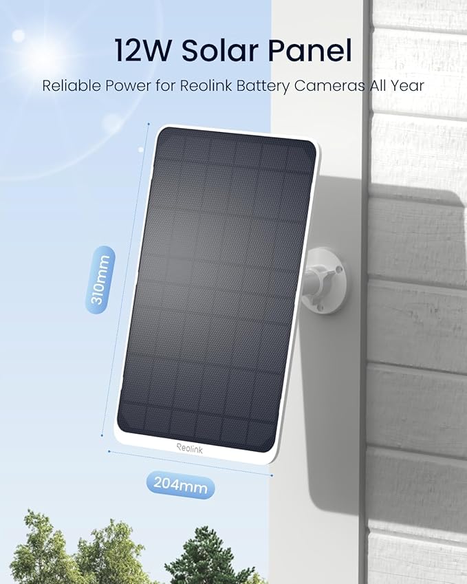 Reolink 12W Solar Panel Non-Stop Solar Power Supply for All Wireless Battery Camera Outdoor Compatible with TrackMix/Argus PT Ultra/Duo 2/Eco Ultra/3 Ultra Waterproof Reolink Solar Panel 3 (White)