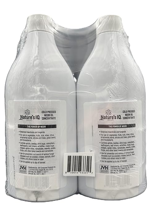 Nature's IQ Advanced Formula Neem Oil Concentrate Twin Pack. Makes up to 42 gallons of Neem Oil Spray for Plants. Just add Water. Insecticide miticide Fungicide and Nematicide. 2-16oz Bottles