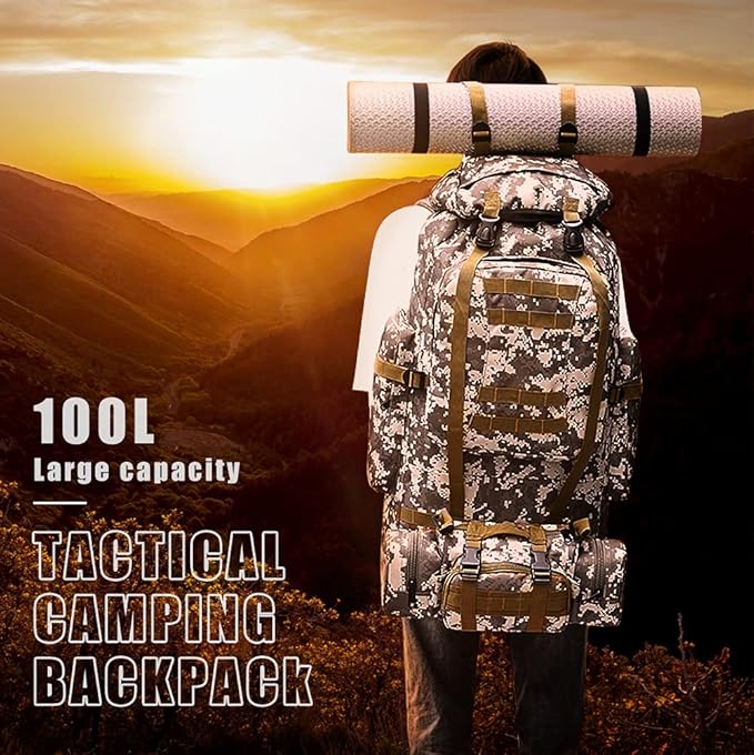 100L Camping Hiking BackpackMolle military Tactical rucksack backpackWaterproof Lightweight Hiking Backpack