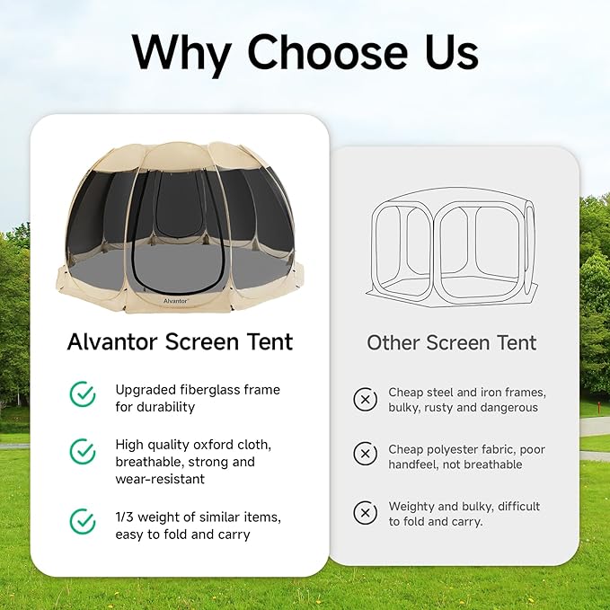 Alvantor Pop Up Screen House Gazebo with Mosquito Netting Instant UV Resistant Sun Shelter for Patio &amp Backyard Portable Canopy Tent for 2-10 Person