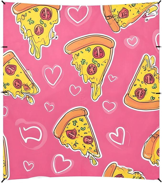 ALAZA Pizza Pink Love Pattern Beach Tent Sun Shelter Portable Canopy Sunshade for Outdoor Camping Picnics Backyard Fun 10x9 ft