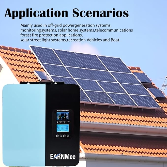 3000W Hybrid Solar Inverter Charger DC 24V to AC 110V / 120V Pure Sine Wave with 60A MPPT &amp Max PV Input 230V for Lead Acid/LiFePO4 Battery Home Backup/RV/Off-Grid Power System