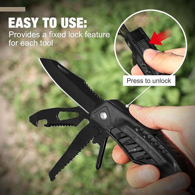 Stocking Stuffers for Adults Men - Gifts for Dad from Daughter Wife 22 in 1 Hardened Stainless Steel Camping Multitool Hammer Hatchet Upgrad Portable Camp Axe Screwdriver Set with Nylon Sheath