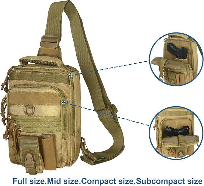 DegeTMVe Dual Pistol Holster Chest Bag Concealed Carry Sling Crossbody Tactical Gun Convertible Backpack Shooting Hunting