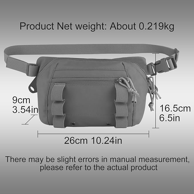 Zhongren Tactical Drop Waist Pouch Adjustable Waist Belt Bag Molle Tool Pouch with Hook and Loop for Tactical Vest Chest Rig (Gray)