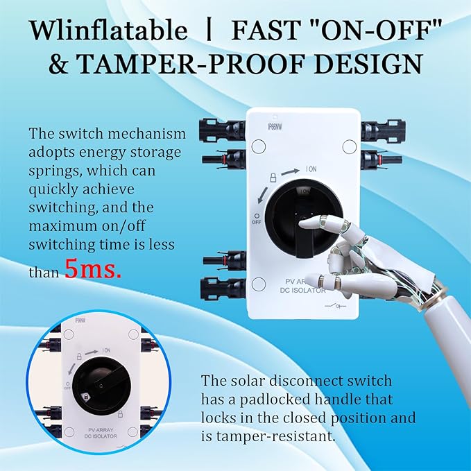 IP66 Waterproof Solar PV DC Quick Disconnect Switch 1000V 32A PV Solar Panel Disconnect Switch with Connector for Off/On-Grid System Solar Power System RV &amp Boats Etc (32A 1000V)