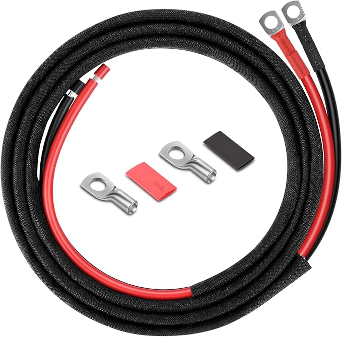 8 Gauge Battery Cable 8FT 8 AWG Battery Cable Connect Battery and Charge Controller for Solar Panel Automotive RV Motorcycle Marine (8AWG 8FT)