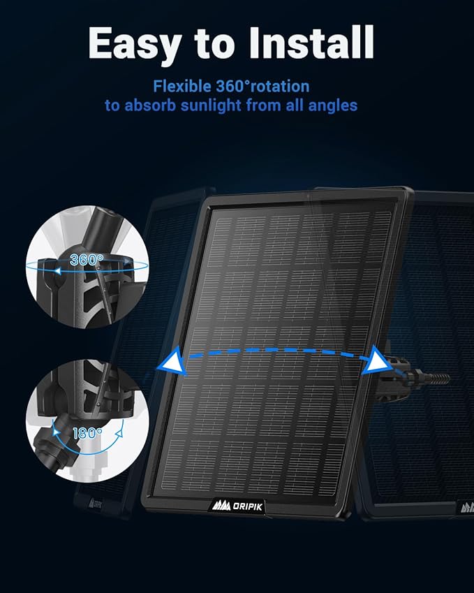 Trail Camera Solar Panel: 6V/9V/12V Game Camera Solar Panel Charger kit Build-in 15000mAh Rechargeable Lithium Battery with USB-A/USB-C IP66 Water-Resistant