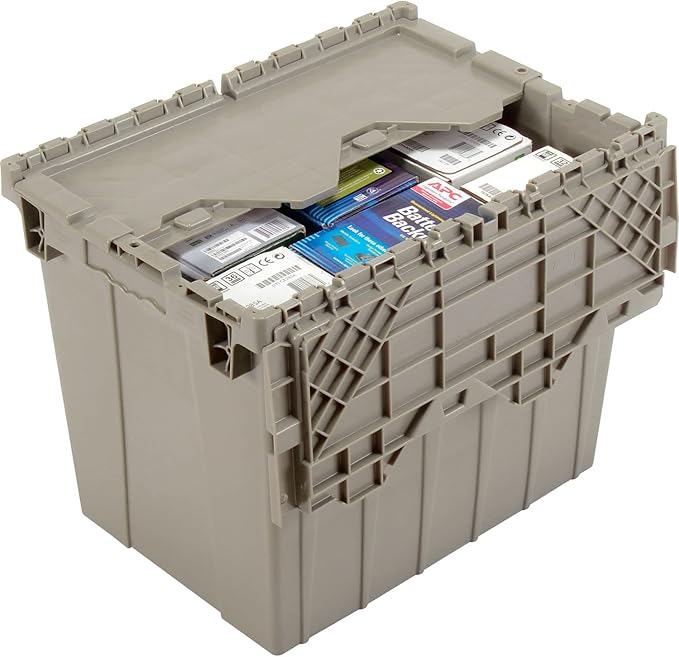 Global Industrial Distribution Container With Hinged Lid 21-7/8x15-1/4x17-1/4 Gray