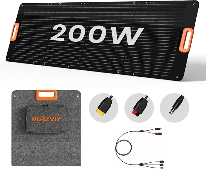 Portable Solar Panel 200 Watt Foldable 200W Solar Cell Solar Charger for Power Station Waterproof w/Adjustable Kickstand XT60 Anderson DC 8mm Connector for Camping Off Grid Living