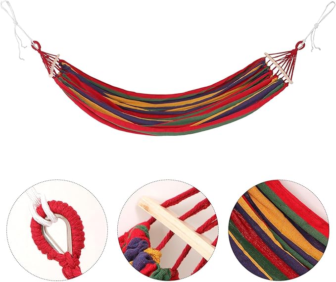 VILLCASE Extra Wide Anti-roll Canvas Hammock for Two People with Duckbill Buckle Outdoor Patio Yard Camping Backyard Hanging Hammock for Hiking and Beach Use
