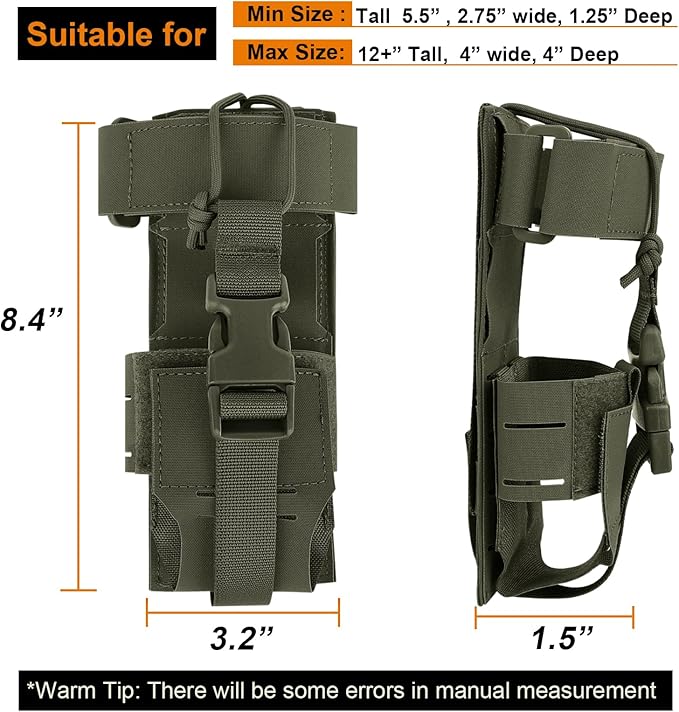 Molle Raido Pouch Tactical Radio Holster Holder Military Heavy Duty Pouches Bag for Two Ways Walkie Talkies Adjustable Storage Nylon Holders