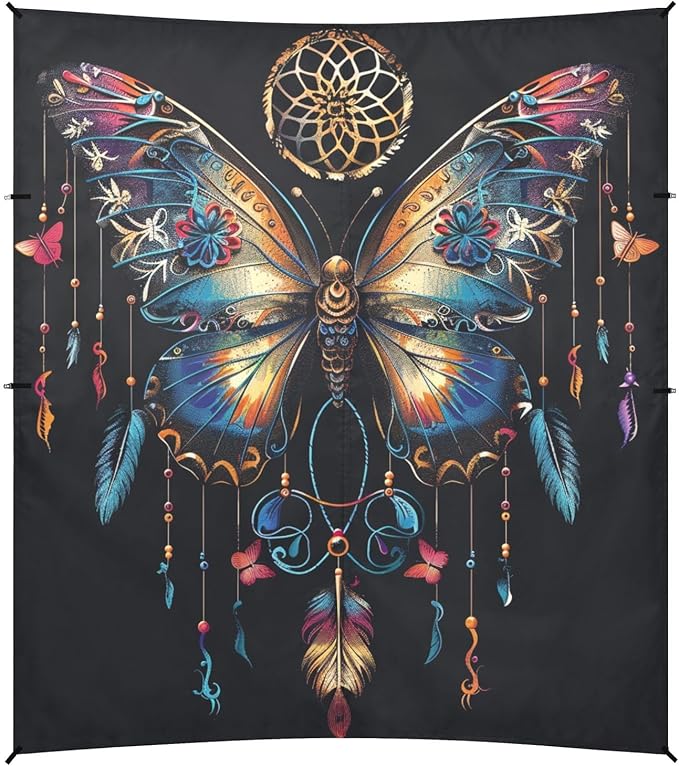 ALAZA Butterfly Ethnic Dreamcatcher Beach Tent Sun Shelter Portable Canopy Sunshade for Outdoor Camping Picnics Backyard Fun 10x9 ft