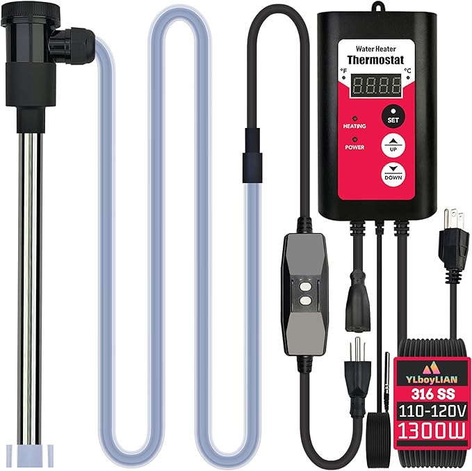 1300W Immersion Hot Tub &amp Pool Water Heater Portable Electric Submersible Heater with Temp Control and GFCI for Above-Ground Pool Inflatable Pool baptistry Bathtub baptismal pool &amp pond