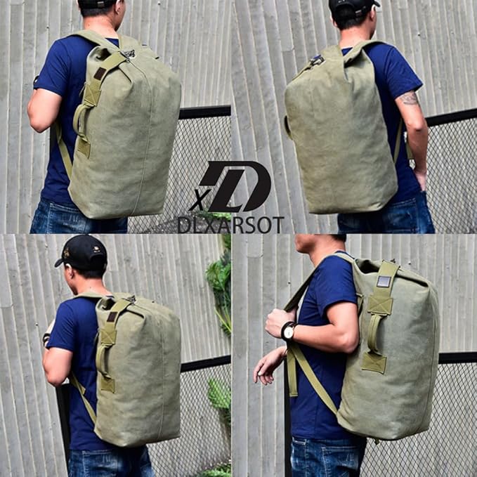 Military Tactical Backpack Large Capacity Travel Climbing Bag Duffel Bag Top Load Double Strap Canvas Backpack