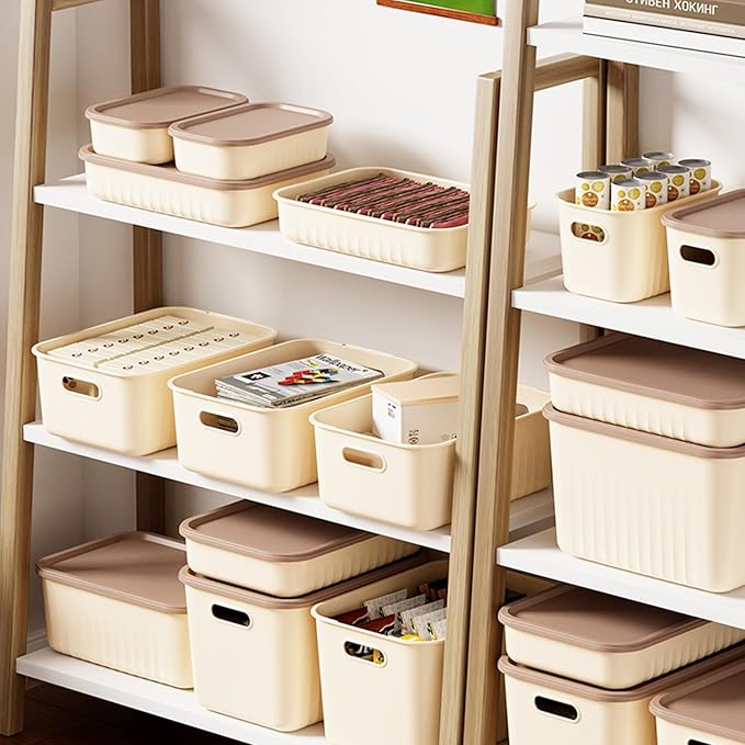 6 Pack Plastic Storage Bins Containers with Lids Sensory Bin with Handle  Craft Snacks Storage Organizing Container for Home Office and School Supplies Stackable Durable Multi-Purpose Box/Bin
