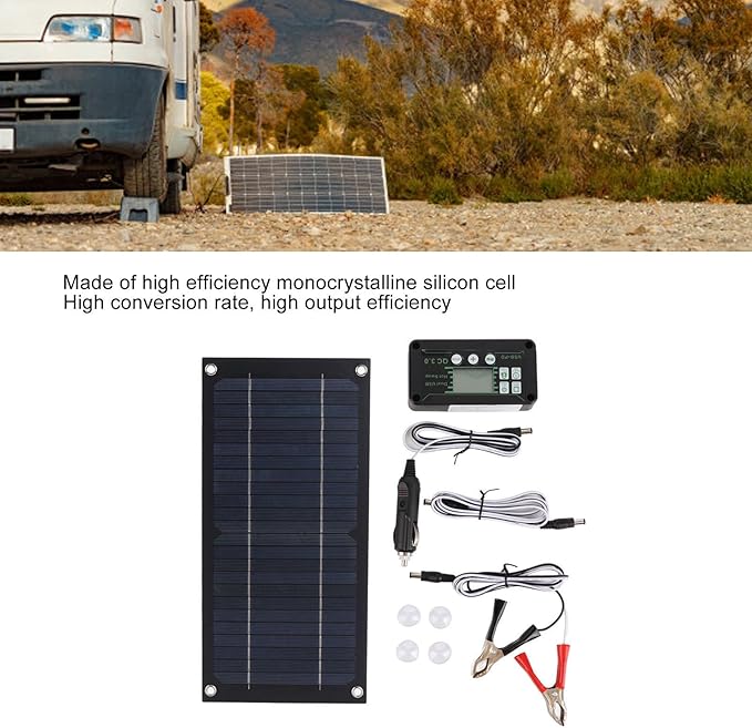 Ejoyous Solar Panel Kit 600W Solar Panel Charger Monocrystalline Silicon 100A Controller Solar Panel Kit with Extension Cable Battery Clip for RV Outdoor Camping