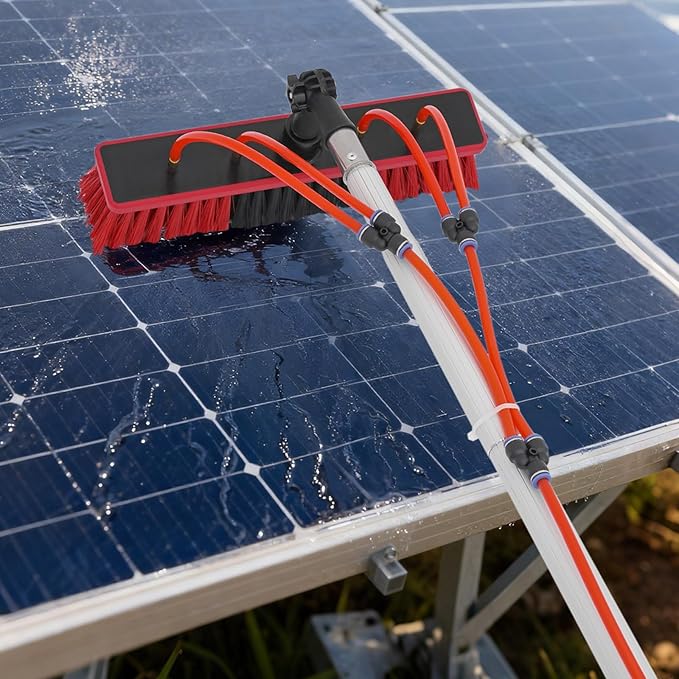23Ft Reach Solar Panel Cleaning Brush &amp Pole Water Fed Pole KitSuitable for high Windows Cleaning Solar photovoltaic Panel Cleaning and Cleaning Cars Trucks Vans caravans Windows