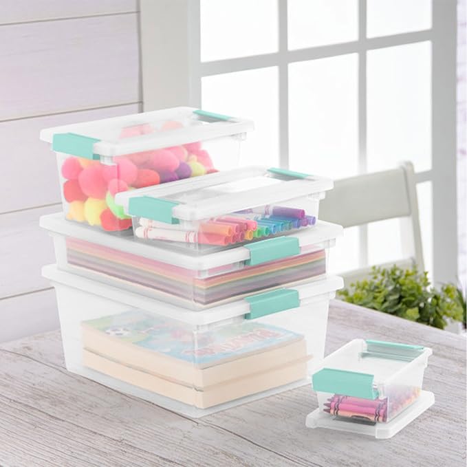 Sterilite 16-Pack Clip Box Clear Storage for Crafts Supplies and Office Items Medium