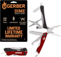 Gerber Gear Dime 12-in-1 Mini EDC Multitool - Needle Nose Pliers Pocket Knife Keychain Bottle Opener - EDC Gear and Equipment Gifts for Men - Red