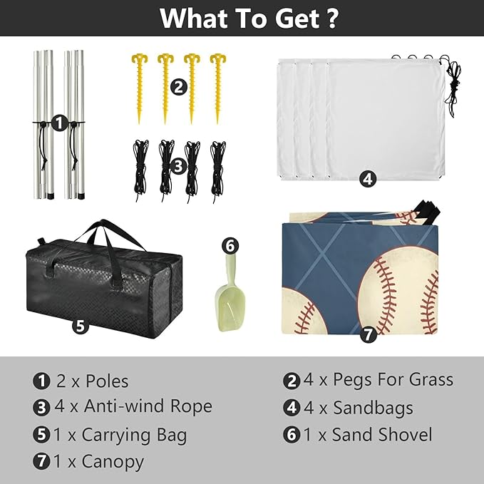 xigua Baseball Beach Tent Sun Shelter with Carrying Bag - Silver Coated Oxford Fabric Beach Canopy for Beach Camping Fishing - Includes Windproof Ropes Sandbags &amp Stakes