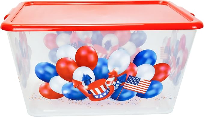 58 QT Stackable Plastic Storage Bins with Lids 4-Pack Large Clear Storage Bins for Organizing Garage Closet Durable Nestable Containers Made in USA