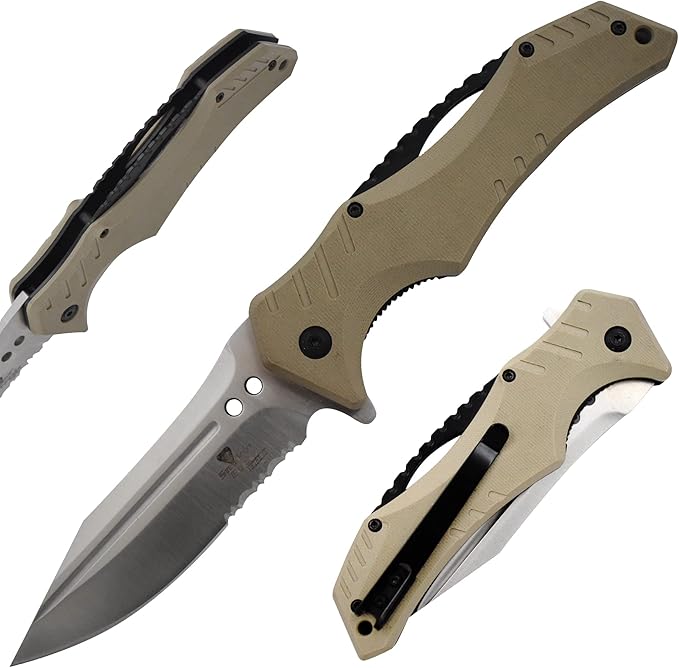 Snake Eye Xtreme Collection Pivot Langford Folding Ball Bearing Flipper Liner Lock Pocket Knife (Brown)