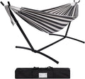 Prime Garden Hammock with Stand for Outside Heavy Duty Space Saving Steel Stand with 450 lb CapacityDouble Hammock with Portable Carrying Bag Hamacas para Adultos for Outdoors Patio Garden Yard
