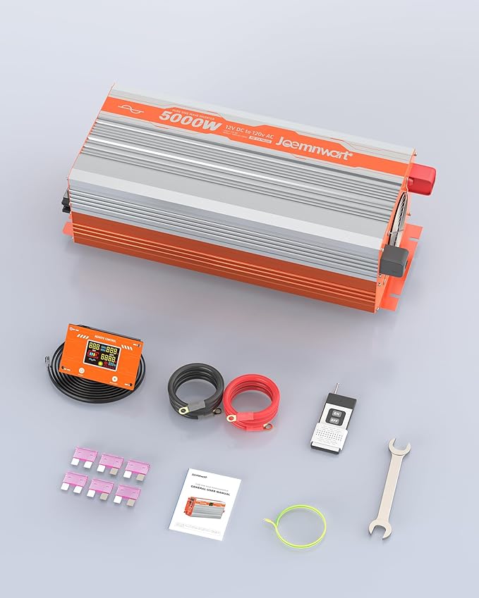 5000W Pure Sine Wave Inverter DC 12V to AC 120V Converter Off-Grid Solar Power Inverters with Built-in 4 USB Ports Hardwire Port Remote Controller for Vehicles Truck RV Home