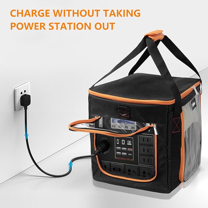 Travel Carrying Case for Anker SOLIX C1000Water-Resistant Protective Power Station Bag for Anker SOLIX C800 &amp C800 Plus with Waterproof Bottom and Front Pockets