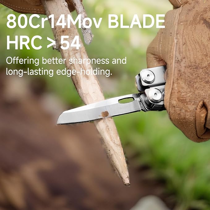 NexTool 14-in-1 Multi-Tool Stainless Steel Multitool Pliers with 80Cr14Mov Pocket Knife 2 Safety Locks and Huge Scissors EDC Multitool Utility Tool for Camping Outdoor Activities (Flagship Max)