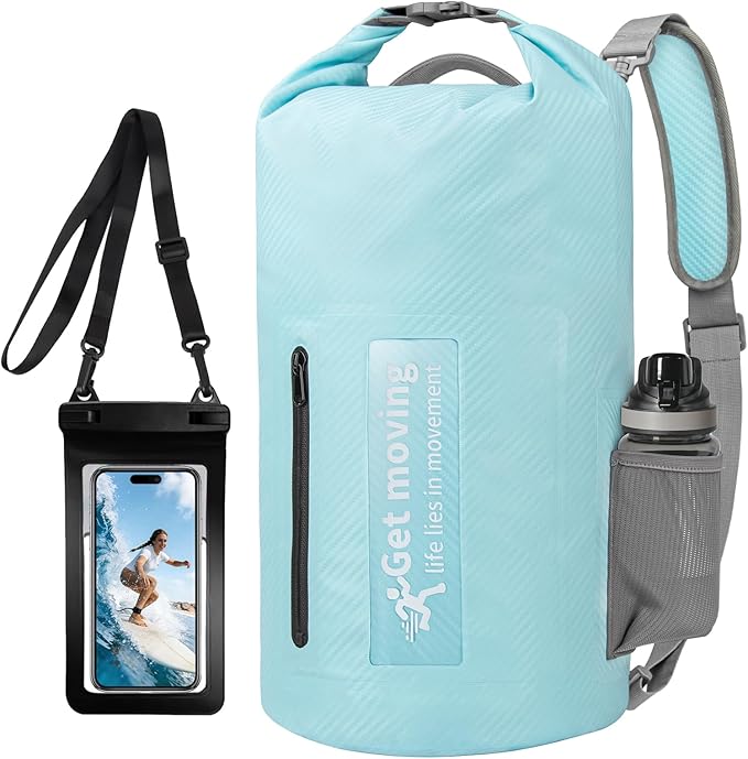 BKNOOU Dry Bag Waterproof Backpack for Women Men 10L/20L Roll Top Dry Bags for Kayaking Waterproof Bag for Travel Boating Beach Camping Hiking &amp Rafting Dry Storage Bag with Phone Pouch